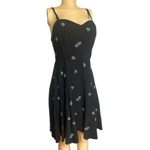 Old Navy Elegant Black Floral Adjustable Smocked Circle Sun Dress